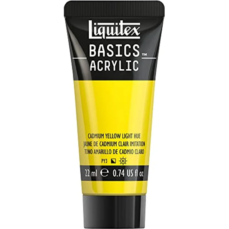 Liquitex Basics Acrylfarbe Kadmiumgelb Hell, 22 ml Tube, lichtecht, mittlere Viskosität, seidenglänzend, monopigmentiert, Archivqualität – Bild 1