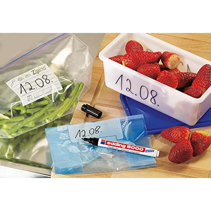 edding 8000 Tiefkühlmarker - schwarz - 1 frostsicherer Marker - Rundspitze 1 mm - zum Beschriften von Gefrierbeuteln und Gefrierbehältern - ideal für Kühlhäuser, Labore, Tupperware, Gefrierschränke. – Bild 4