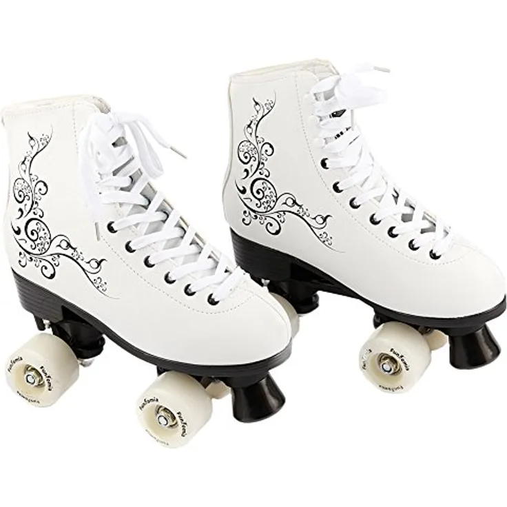 FunTomia Rollschuhe / Discoroller mit 16 Stück Mach1 ABEC-11 Kugellager (Größe 30, Weiß)