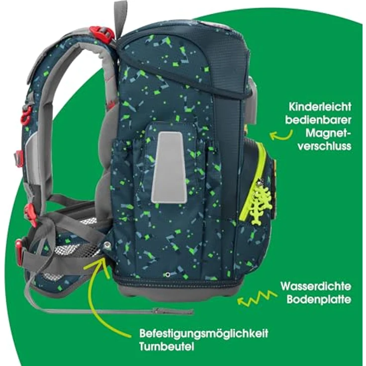 Step by Step Schulranzen-Set Cloud „Bagger Rocco“, 5-teilig, grau, ergonomischer Tornister mit Reflektoren, höhenverstellbar, 19L für Jungen ab der 1. Klasse – Bild 3