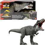 Mattel Jurassic World: Die Wiedergeburt T-Rex-Actionfigur, 99 cm groß mit 2 Angriffsbewegungen und beweglichem Design, JGB52