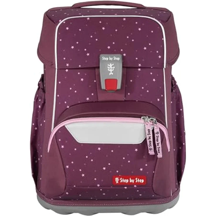 Step by Step Basis Schulranzen-Set „Berry Stars“, 4-teilig, ergonomischer Tornister in Beere, 20 Liter, mit Reflektoren, Hüft- und Brustgurt, für Kinder ab der 1. Klasse – Bild 2