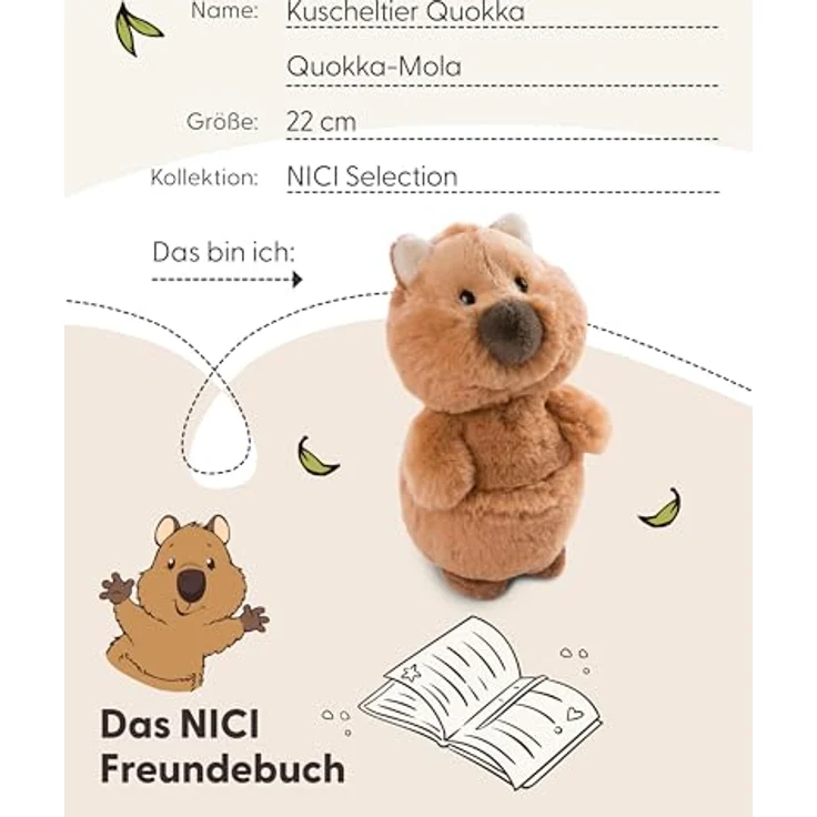 NICI Quokka-Mola, Kuscheltier aus weichem Plüsch, 22cm braun, umweltfreundlich und perfekt zum Kuscheln - 49818 – Bild 5