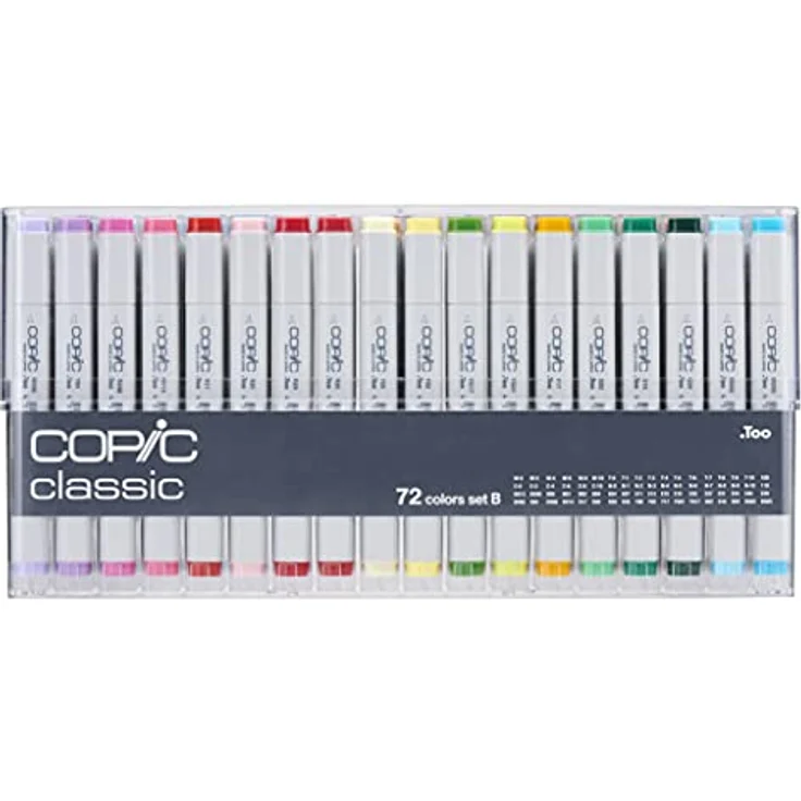 COPIC Classic Marker 72er Set "B", professionelle alkoholbasierte Layoutmarker mit einer mittelbreiten und einer feinen Spitze, bunt – Bild 2