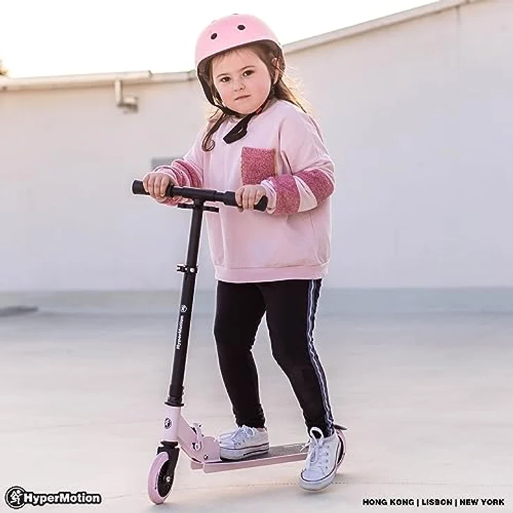 HyperMotion Willy Kinder-Zweirad-Scooter – faltbar, höhenverstellbar, Polyurethan-Räder, rosa – Bild 4