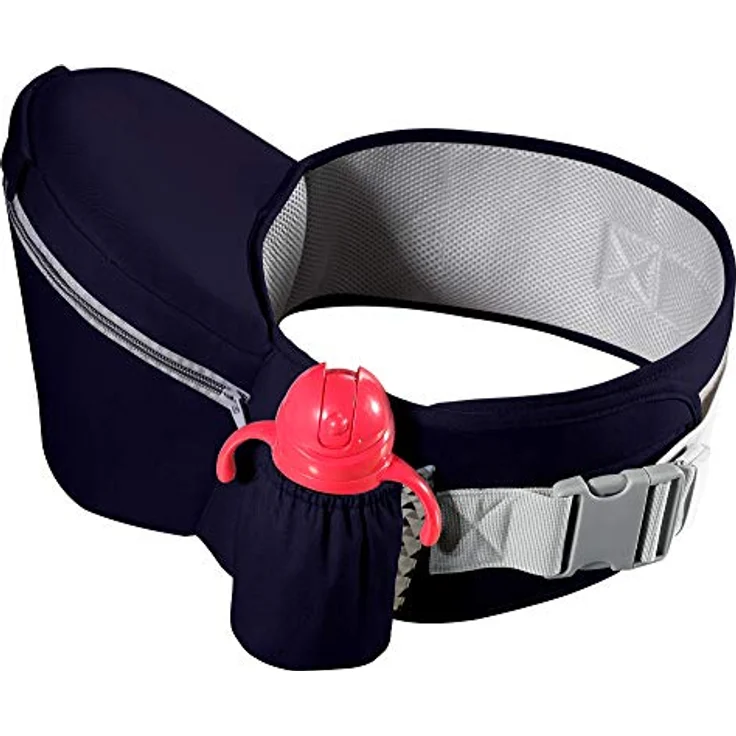 ThreeH Baby Hüftsitz Träger Baumwolle Sitzkissen Verstellbarer Gürtel Drei Taschen Bequeme Taille Hocker BC27 Navy – Bild 4