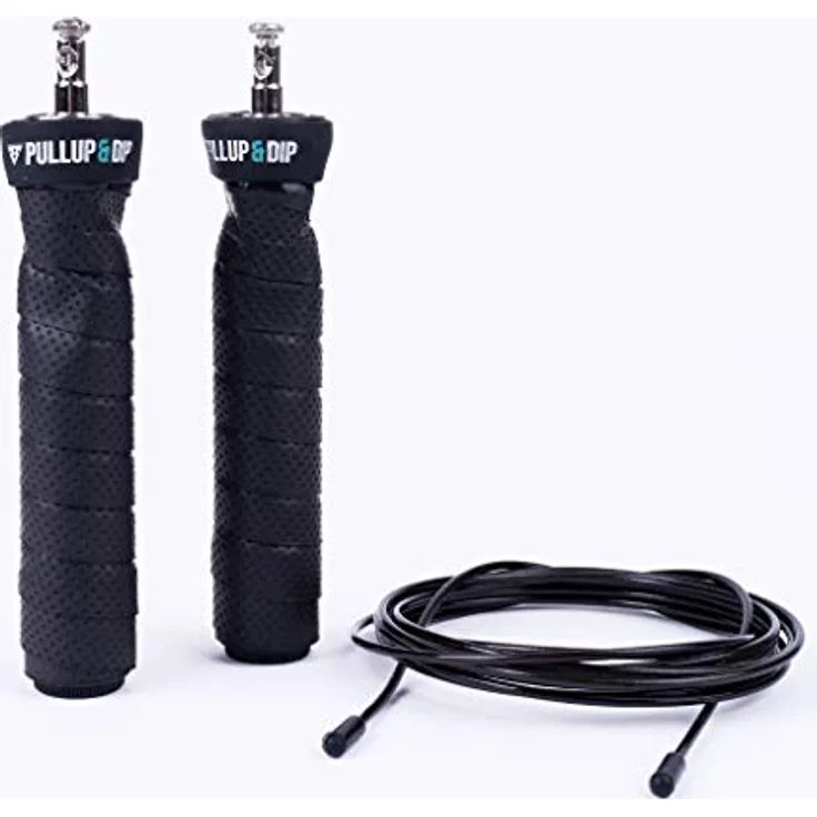 PULLUP & DIP Speed Rope, Fitness Springseil mit Profi Kugellager, ergonomischen Anti-Rutsch Griffen und verstellbarer Seillänge, PVC Ummantelung, 3 m für Ausdauertraining, Boxen und MMA