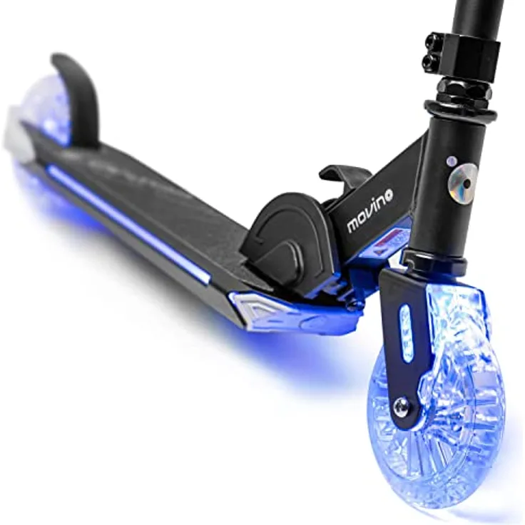 Movino Cityroller Cosmo 2, Kinderroller Schwarz mit ABEC-7 Kugellagern, max. Benutzergewicht 50 kg, höhenverstellbarer Lenker bis 81 cm