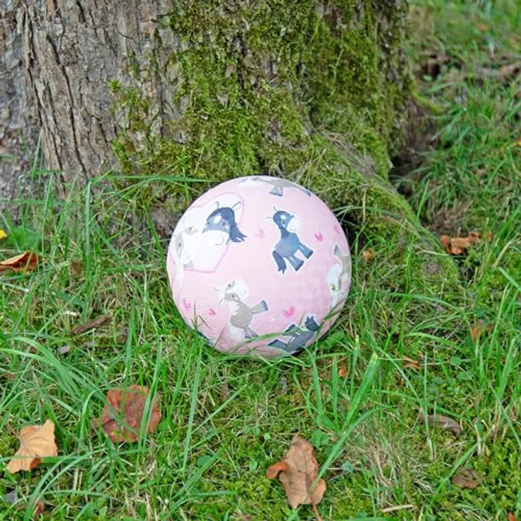 Sigikid Spielball Pony, 17 cm, Naturkautschuk mit rosafarbenem Pferdemotiv und Herzchen – Bild 5