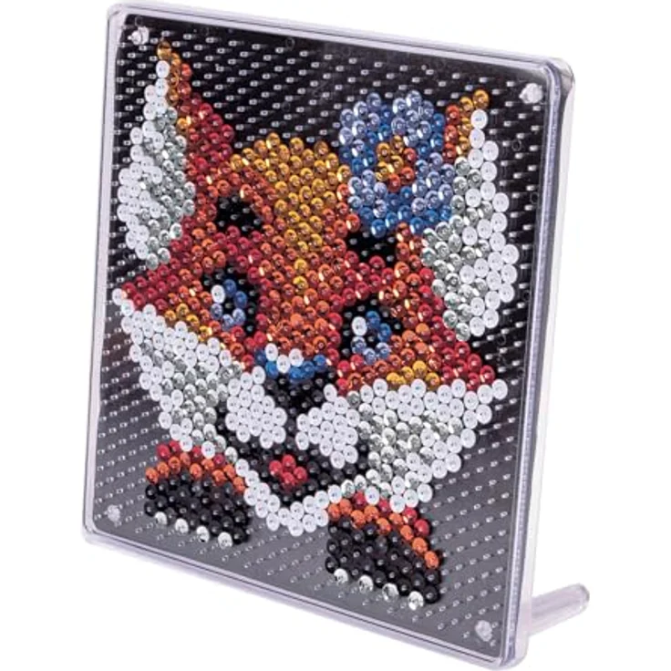 SIMBA Kreativset Art&Fun, Sequin Fuchs, 18x18 cm mit 700 Pailletten und doppelseitiger Vorlage, ab 5 Jahren – Bild 3