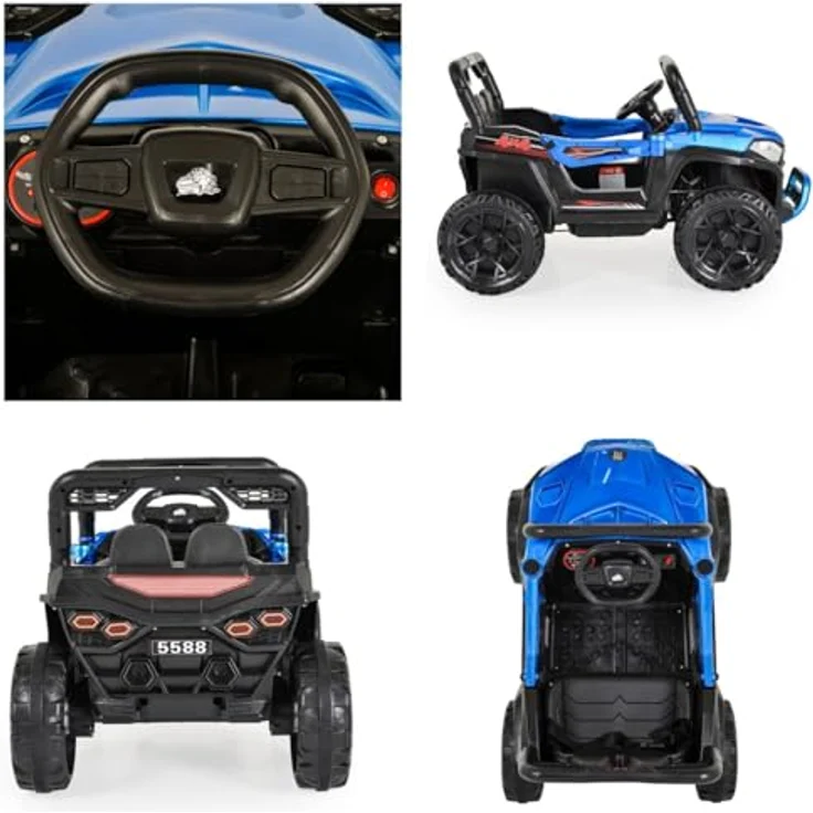 Moni Buggy Fast UTV 5588, Kinder Elektroauto mit Fernbedienung, MP3 und USB, für 3-10 Jahre, blau – Bild 5