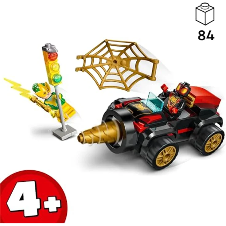 LEGO Marvel Spidey und Seine Super-Freunde Spideys Bohrfahrzeug Spielzeug mit Spider-Mans Auto und 2 Figuren für Kinder ab 4 Jahren, basiert auf der TV-Serie, Geschenk für Jungs und Mädchen 10792, Baubares Auto-Spielzeug mit Bohrer, Miles „Spin“ Morales und Electro, LEGO 4+ Set – Bild 2