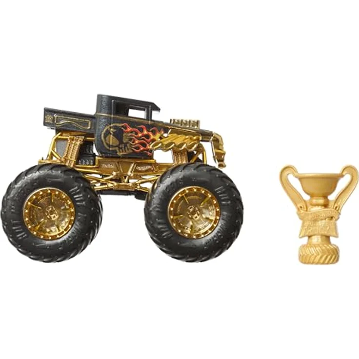 Hot Wheels Monster Trucks 1:64 Bigfoot Trophy Champion, Metall-Spielzeug-Truck mit goldfarbenen Akzenten und Sammlerstücken – Bild 5