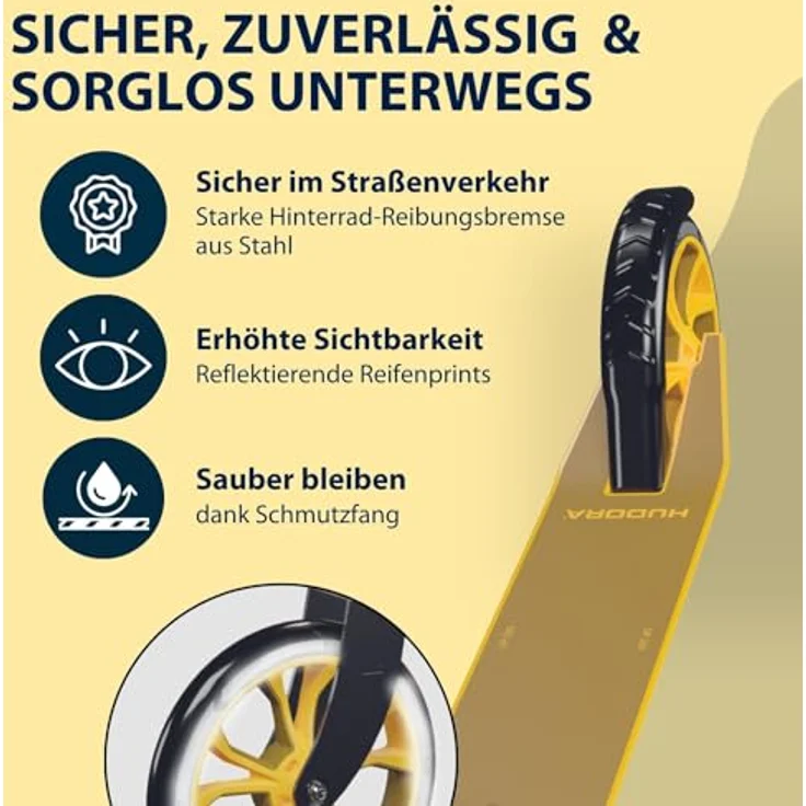 Hudora Cityroller Scooter Up 200, höhenverstellbarer und einklappbarer Kick-Scooter für Kinder, Alu-Leichtbauweise, Zweifarbendesign, mit Reflektoren – Bild 6