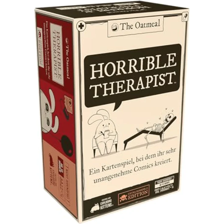 Exploding Kittens Horrible Therapist, Kartenspiel für fiese Comics mit makabrem Humor – Bild 1