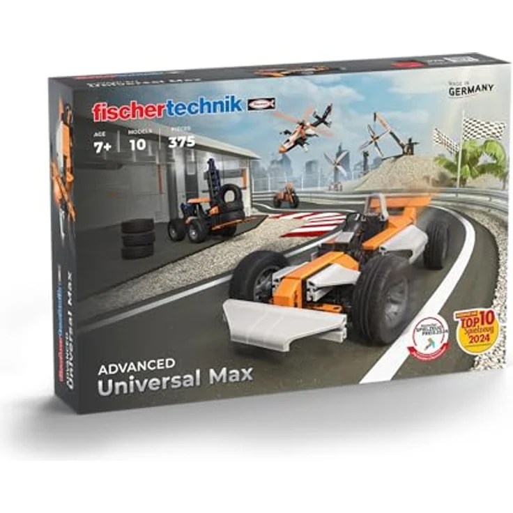Fischertechnik Universal Max, Experimentierkasten mit vielfältigen Modellen wie Rennwagen und Helikopter, kreative Farben und Formteile – Bild 1
