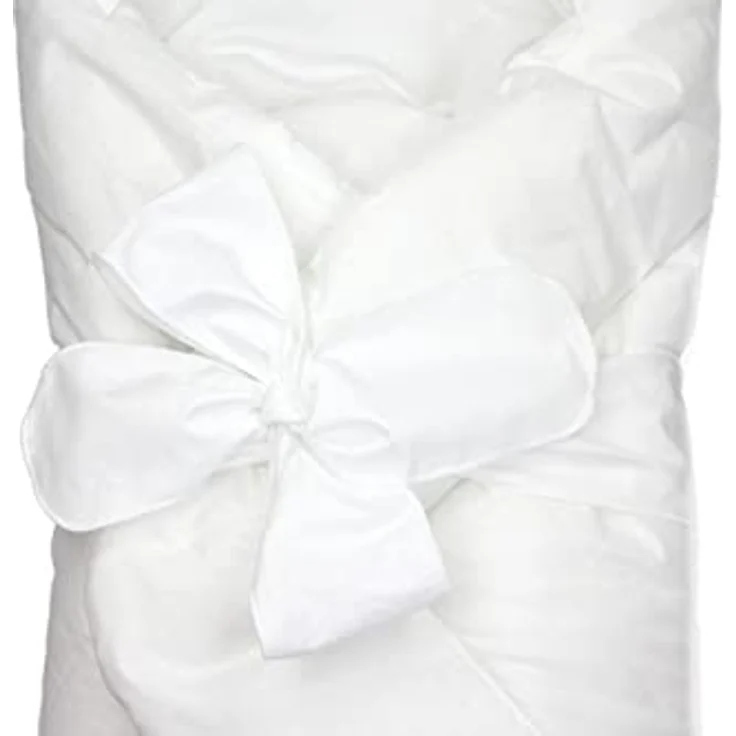 TupTam Unisex Baby Einschlagdecke mit Schleife, Farbe: Weiß, Größe: 70 x 70 cm – Bild 4