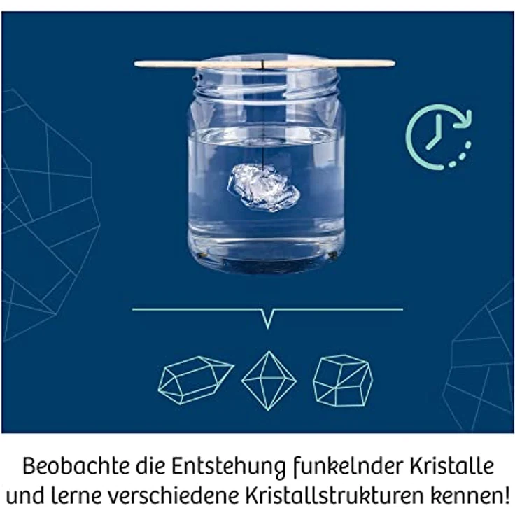 KOSMOS 645601 Kristalle züchten - Lass faszinierende Kristalle wachsen - Komplett-Set, glitzernde Blitzkristalle, Schatztruhe, Deko, Experimentierkasten - Kinder ab 10-14 Jahre – Bild 3