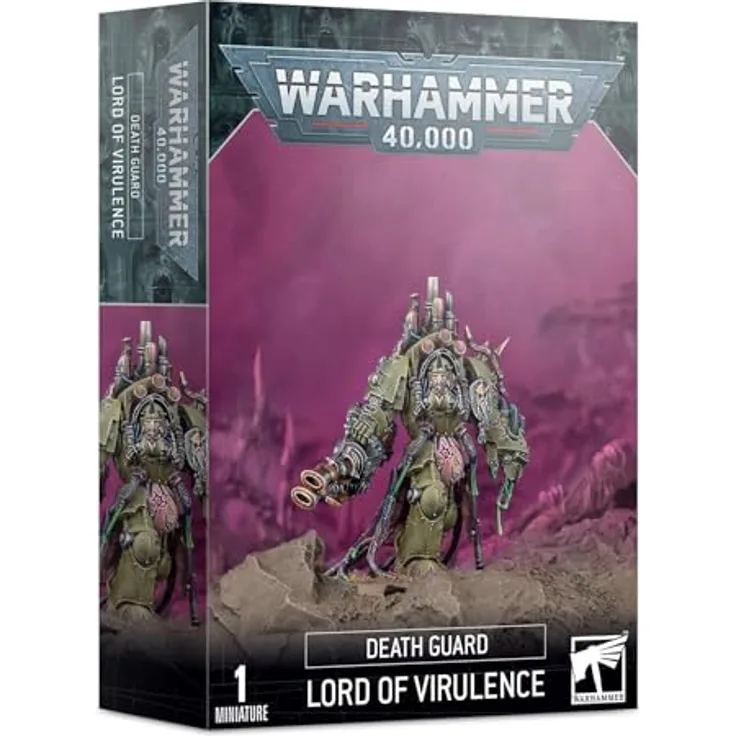 Games Workshop Warhammer 40.000 Death Guard Lord of Virulence, 20-teiliges Plastik-Set mit Zwillings-Pest-Spießer und Pestklaue, verstümmelte Terminator-Rüstung, für Death Guard Armee, Citadel-Basis, farbenfroh