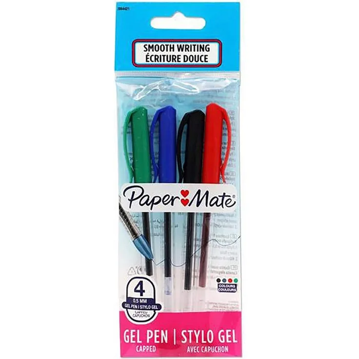 Paper Mate Gel Jiffy 0,5mm, 4er Set Filzstifte in verschiedenen Farben mit kugelförmiger Spitze