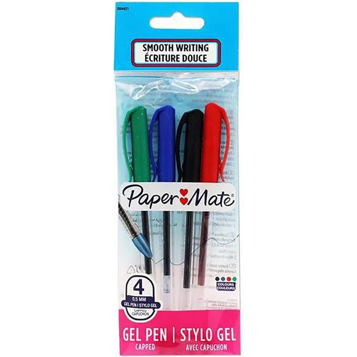 Paper Mate Gel Jiffy 0,5mm, 4er Set Filzstifte in verschiedenen Farben mit kugelförmiger Spitze