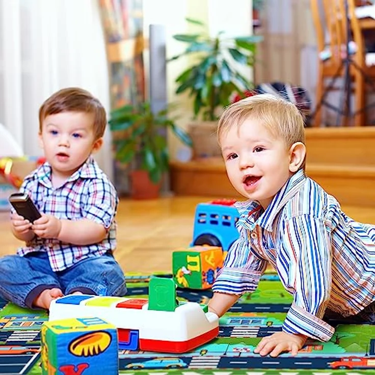 Relaxdays 10046810 Puzzlematte Straße, 12-teilige Spielmatte, schadstofffrei, Eva Schaumstoff, Kinderzimmer, 114 x 86 cm, bunt – Bild 3