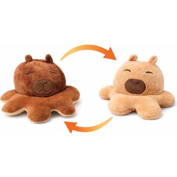 SOMA Wende Capybara Kuscheltier 2in1, reversibles Plüschtier in Braun/Beige, weiches Stofftier für Stressabbau, Geschenk für Kinder und Erwachsene – Bild 2