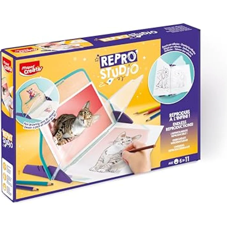Maped CREATIV REPRO STUDIO Pausch-Set, magisches Reproduktions- und Zeichen-Set für Kinder, inkl. 12 Buntstifte STRONG MINI, Bleistift & Radierer, für 2D & 3D Objekte, ab 6 Jahren – Bild 3