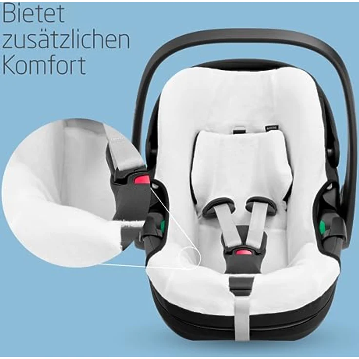 Maxi-Cosi Sommerbezug aus Biobaumwolle für Pebble 360, Babysitzbezug, atmungsaktiv und feuchtigkeitsabsorbierend, maschinenwaschbar, nachhaltige Baumwolle, Naturweiß – Bild 3