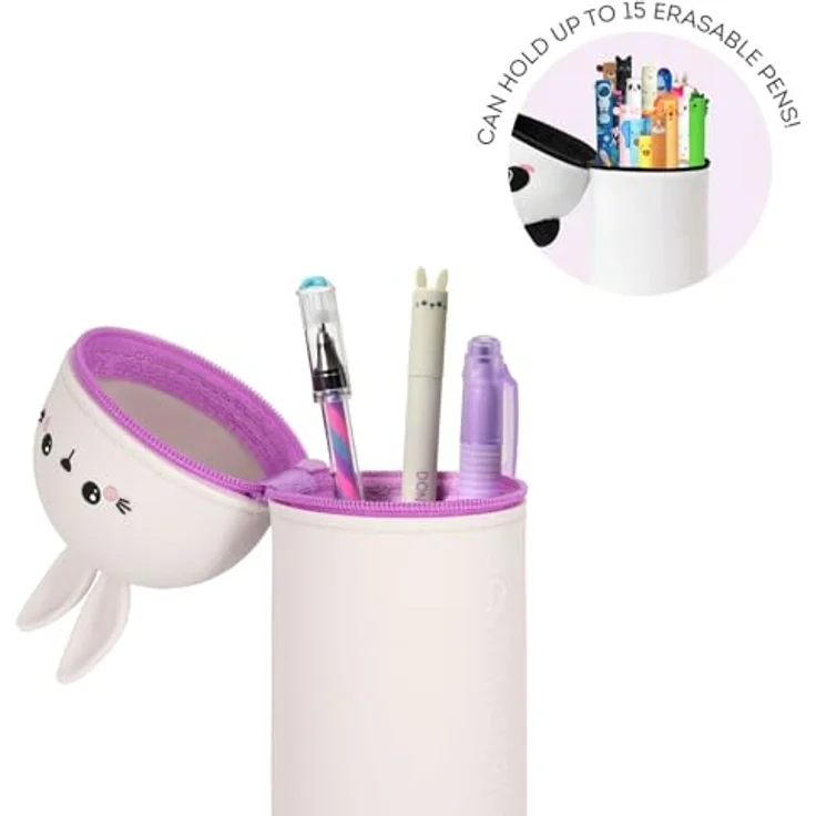 LEGAMI 2-in-1 Weiche Silikontasche Bunny Schultasche, Tischstifthalter, Reißverschluss, H 18,5 cm, Buntstifte Marker Schreibzeug Federmäppchen Silikon – Bild 3
