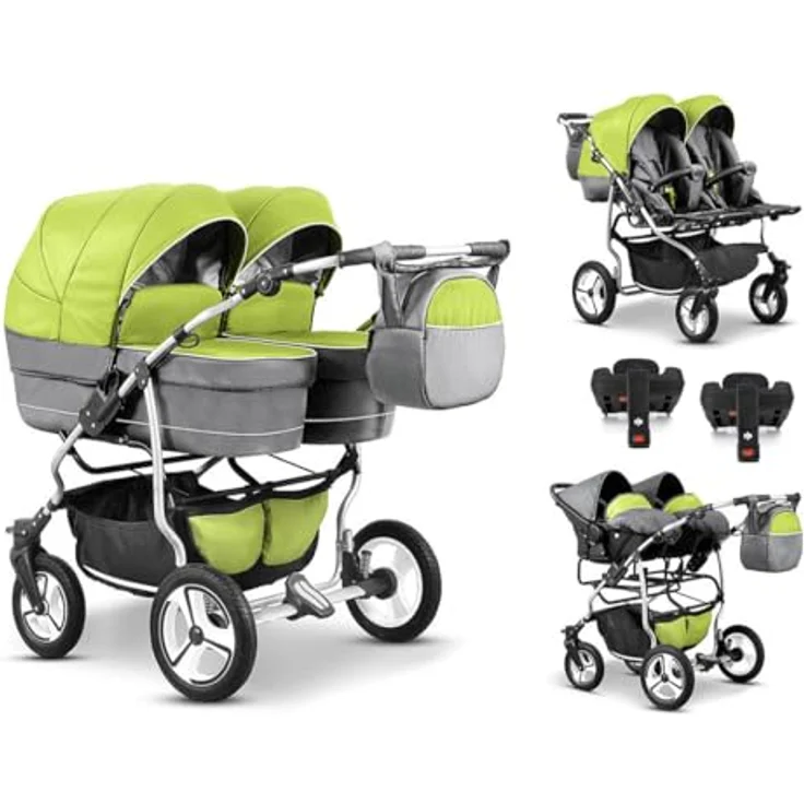 Elcar Zwillingskinderwagen 5 in 1 Twin Star, inkl. 2 Autositzen und Iso Bases, 14 Teile, variabel einstellbar, in 16 Farben erhältlich – Bild 1