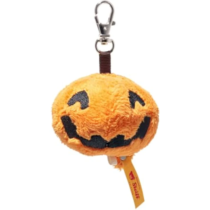 Steiff Kuscheltier Anhänger Little Pumpkin, 6 cm, orangenes Plüschtier mit Halloween-Motiv, waschbar bei 30 °C, für Jungen & Mädchen – Bild 1