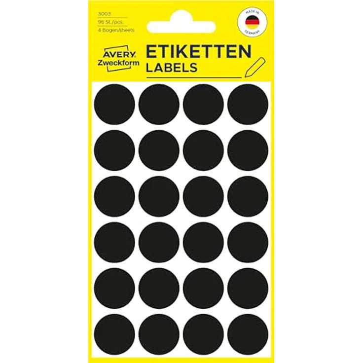 AVERY Zweckform Klebepunkte 3003, selbstklebend, schwarz, Ø 18 mm, 96 Stück, dauerhaft haftend, aus hochwertigem Schreibpapier – Bild 7