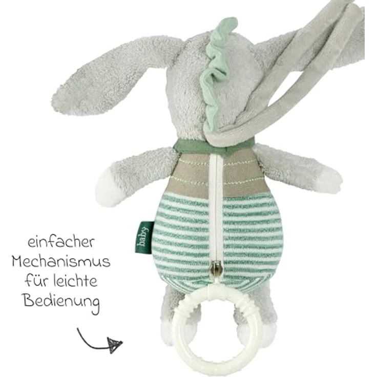 Fehn Spieluhr Esel, Kuscheltier mit Melodie 'Weißt du wieviel Sternlein stehen' - Beruhigende Einschlafhilfe für Babys in praktischer Größe – Bild 2