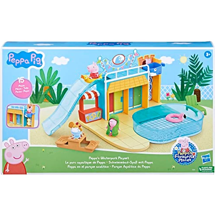 Hasbro Peppa Pig Schwimmbad-Spaß Set F62955L0, Actionfiguren mit Peppa und Schorsch, 27,9 x 45,7 x 8,1 cm – Bild 2