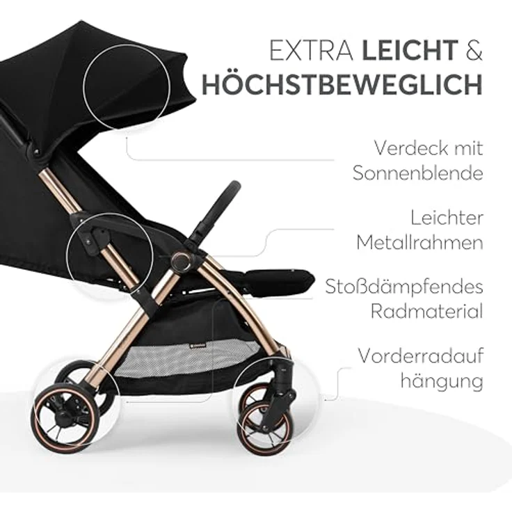 Kikkaboo Kinder-Buggy Kinderwagen, Buggy Eden 22 kg, Federung Regenschutz zusammenklappbar, blau – Bild 8