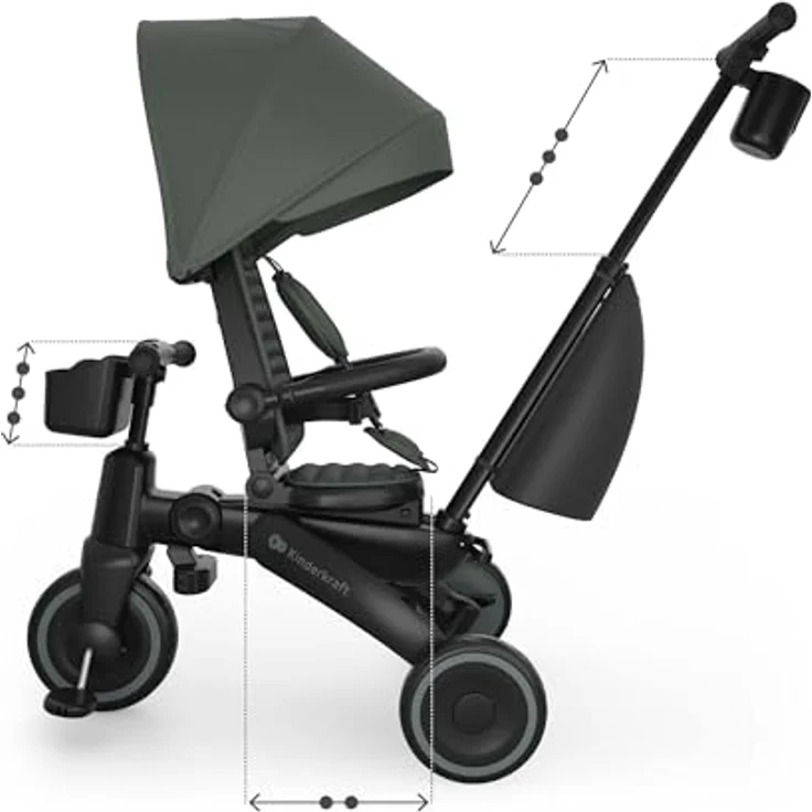 Kinderkraft Dreirad Jazz³, 6-in-1 System für Kinder von 9 Monaten bis 25 kg, drehbarer Sitz, abklappbares Verdeck, integrierter Stauraum – Bild 9