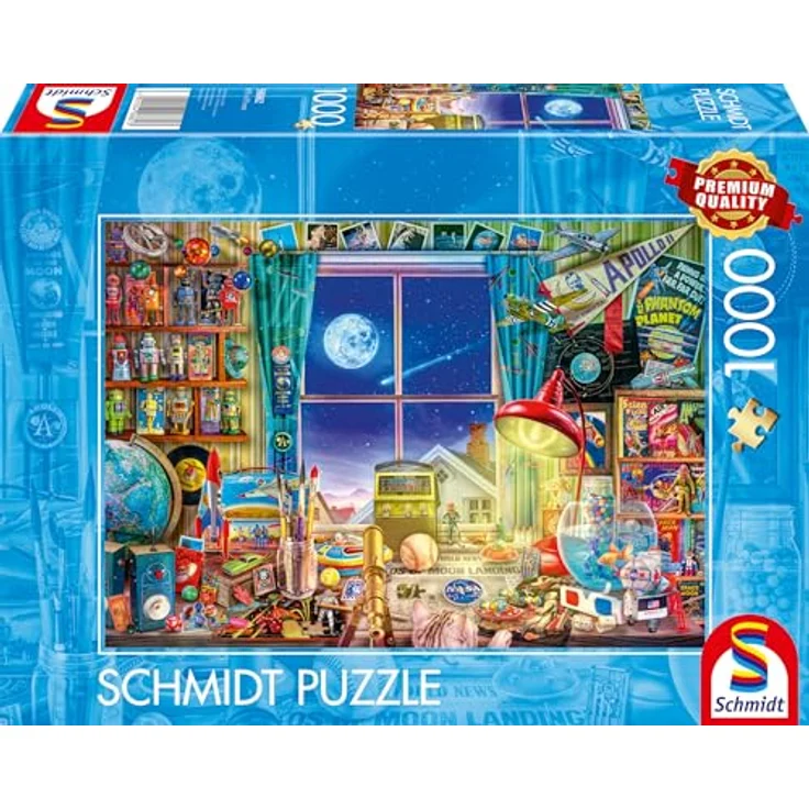 Schmidt Spiele 58882 Bis zum Mond, 1000 Teile Puzzle mit spezieller Leinenstruktur und spiegelfreiem Mattlack – Bild 4