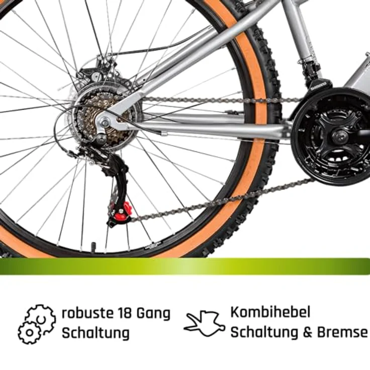 Galano G600 Mountainbike, 18 Gang Kettenschaltung, 26 Zoll Dirtbike für Jugendliche und Erwachsene, schwarz/silbergrau – Bild 5
