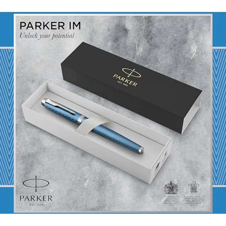 Parker IM Premium Rollerball-Stift, eleganter Schreibstift mit blaugrauem Metallic-Gehäuse und glatter Schreibspitze – Bild 2