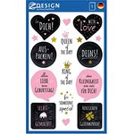 AVERY Zweckform 56041 Papier-Sticker Geschenkaufkleber 11 Aufkleber (schwarz, weiß, rosa, gold, Goldglanz, Deko, selbstklebend, Geburtstag, Karten, Glückwünsche, Dekorieren, Geschenke, Fotoalbum)