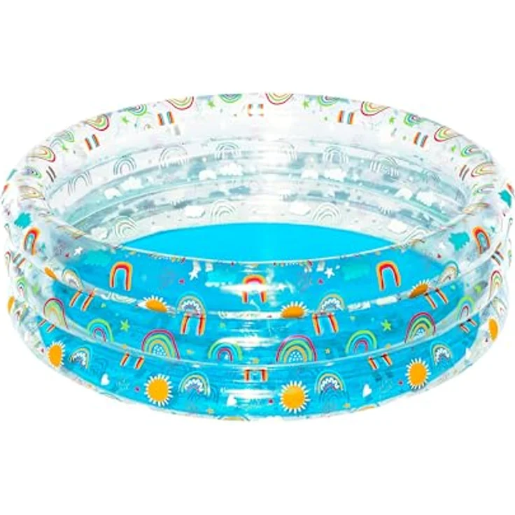 Bestway Planschbecken Rainbow Splash Ø 150 x 53 cm, Wasserkapazität: 445 Liter, PVC, fröhliches Regenbogen-Design – Bild 3