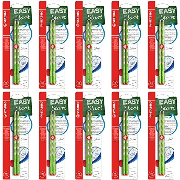 STABILO EASYgraph S, Schmaler Dreikant-Bleistift für Rechtshänder, grün, HB, 10x 2er Pack, ergonomischer Schaft mit rutschfesten Griffmulden – Bild 1