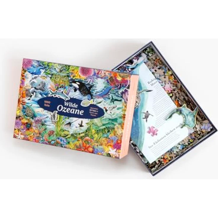 Laurence King Wilde Ozeane, Puzzle mit Tierformen und Poster, perfektes Familienspiel – Bild 5
