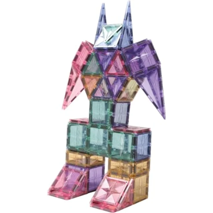 Cleverclixx Großer Kreativ-Bausatz Pastellfarben, 125 Teile, langlebiges Magnetspielzeug, erweiterbar, für Kinder ab 3 Jahren – Bild 3