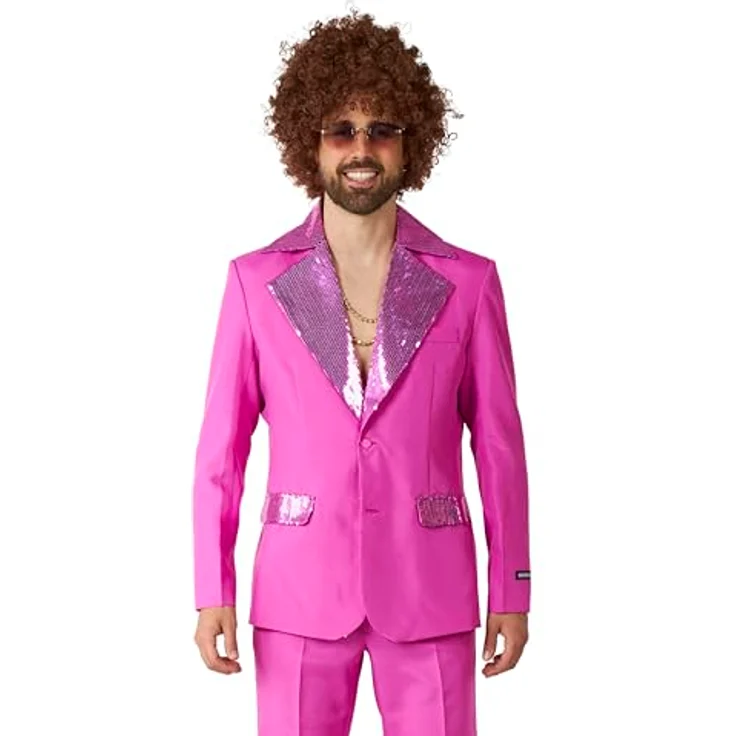 OppoSuits Disco Suit pink, Partyanzug im Retro-Schnitt mit Körperbetontem Jackett, XL – Bild 3