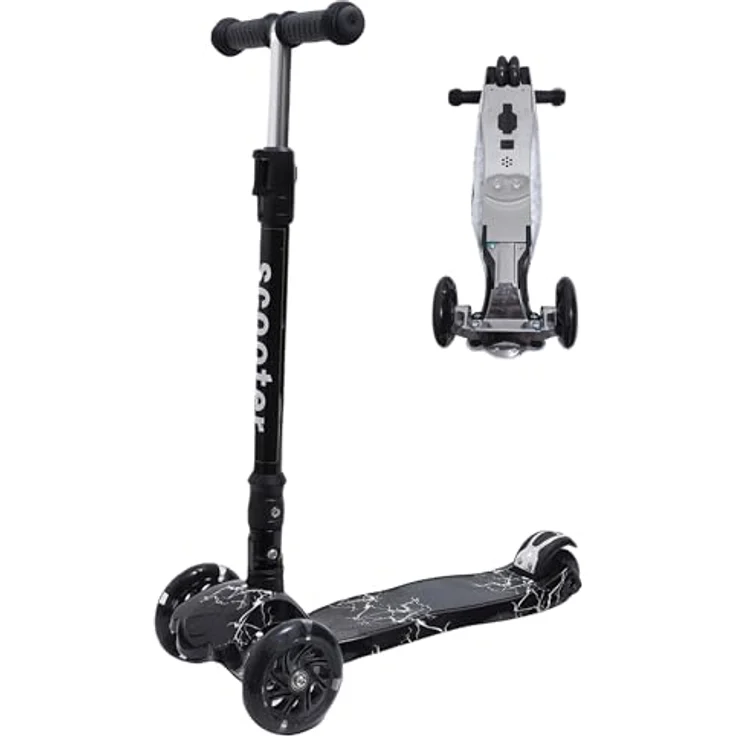 Europebazar Habib Kinderroller Metall-Roller 3-Rad mit LED Licht, klappbar, höhenverstellbar, bis 50kg, helllila – Bild 1