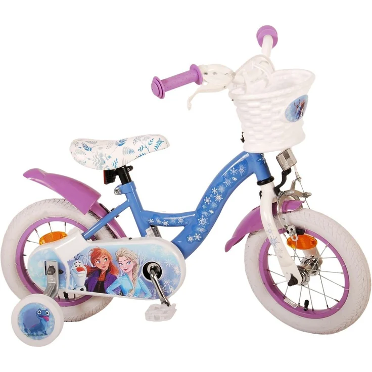 Volare Kinderfahrrad 12 Zoll Kinder Mädchen Fahrrad Rad Frozen 2 Eiskönigin Elsa 21277-SACB, Rücktrittbremse, Korb, Stützräder, Kettenschutz, Schutzbleche, Blau