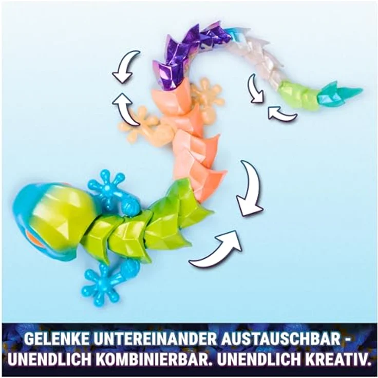CrystaLynx Gecko, 23 cm große sammelbare bewegliche Geckofigur in Blindbox, Fidget-Spielzeug für Kinder ab 8 Jahren und Erwachsene, 1 von 12 Designs ukup 2 seltene Varianten – Bild 4