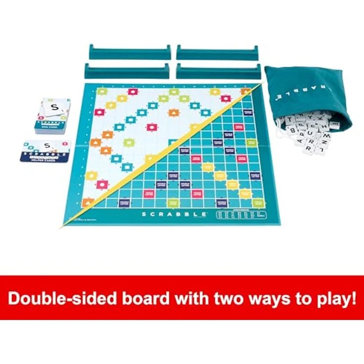 Mattel Games Scrabble Zwei in Eins, Brettspiel in Englisch, hochwertige Materialien, flexible Gestaltung – Bild 3